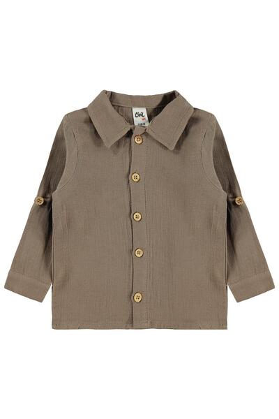 Civil Baby Cămașă cu mânecă lungă din muselină 6-18 luni - Maro 12-18 luni
