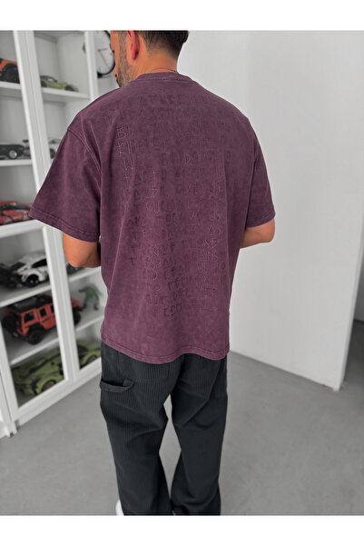 BYBASICMAN Burgundy leđa sa natpisom, perivo Oversize kroj T-shirt C-027