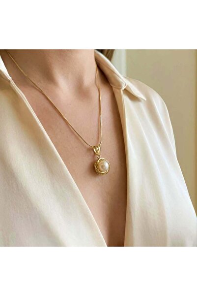 byBurak GOLD İnci Kolye Ucu - KLU0698