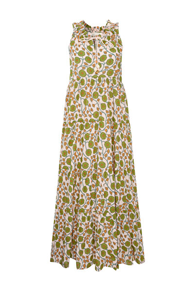 Mudo Ethnic Printed Sleeveless Flared Long Dress