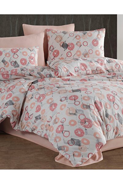 NazeninHome Dream Ranforce Single Duvet Cover Set Cotton Ariadne Powder |   W...