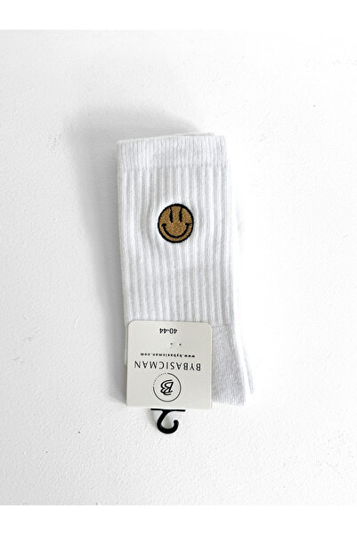 BYBASICMAN Beli osmeh Vezena čarape