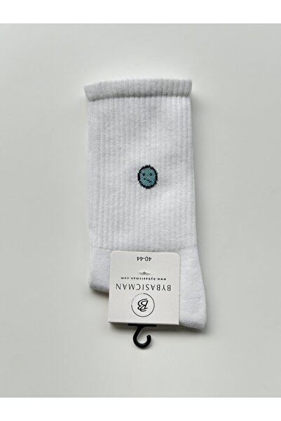 BYBASICMAN Svetloplave Emoji Beli Čarape