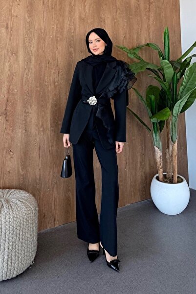 Şulemoda Giyim بدلة كشكش باللون الأسود