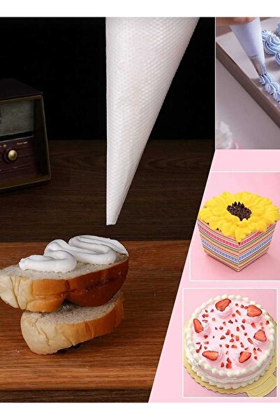 Dalian Home 50 Adet Kullan At Krema Sıkma Torbası - Pasta, Kek, Krem Şanti Sü...