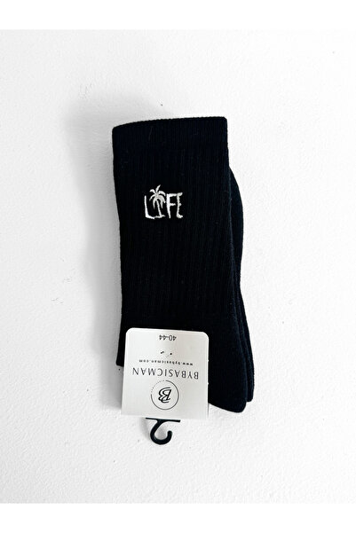 BYBASICMAN Crne čarape Vezena