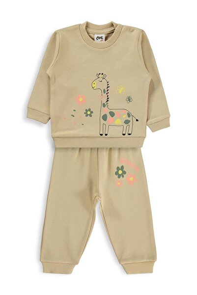 Civil Baby Zürafa Baskılı 6-18 Ay Takım - Kahverengi 12-18 Ay