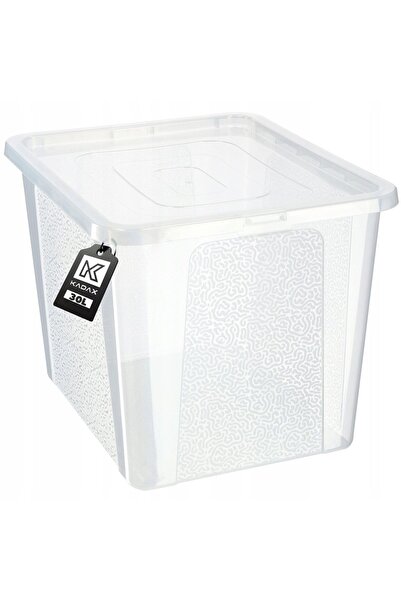 KADAX Recipient din plastic de 30 litri cu capac, transparent, cu încuietoare...
