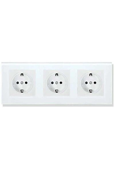 SimpluAcasa ClassLights White Triple Socket 16A, Tempered Glass Frame, Recess...