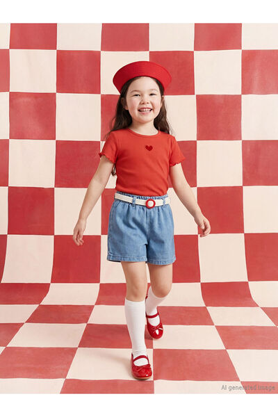 LC Waikiki Timeless Clothing & Timeless Choices Girls' Jean Shorts with Belte...