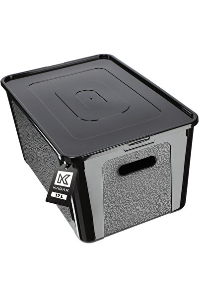 KADAX 17L Plastic Container with Lid Black Lockable Box Organizer