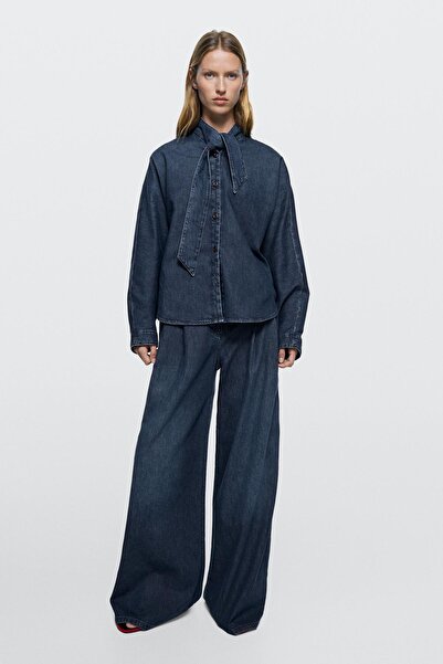 Massimo Dutti Pensli yüksek bel geniş paça jean