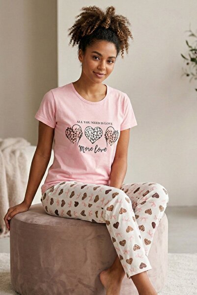 Niket Life Γυναικείο σετ πιτζάμες με κοντό μανίκι από χτενισμένο βαμβάκι Με σ...