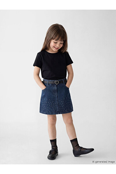 LC Waikiki تنورة جينز وحزام من إنديجو للفتيات