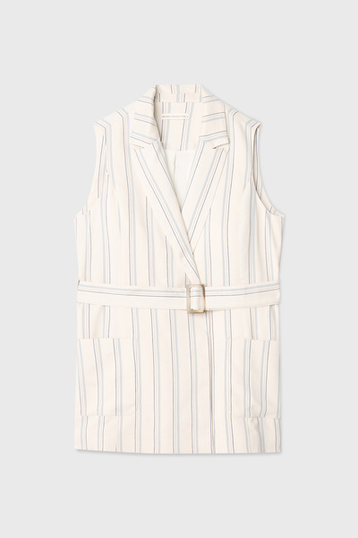 Mudo ÇİZGİLİ KEMERLİ KOLSUZ CEKET