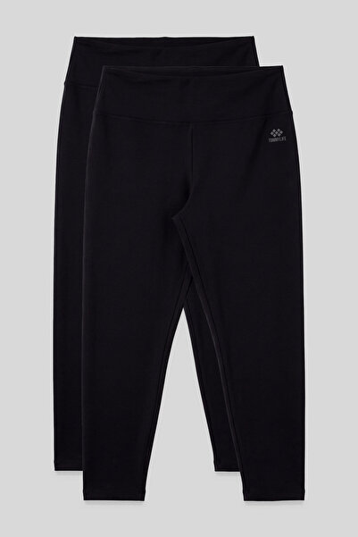 TOMMY LIFE slim fit Pachet de 2 colanți negri de damă mărime mare - 94650