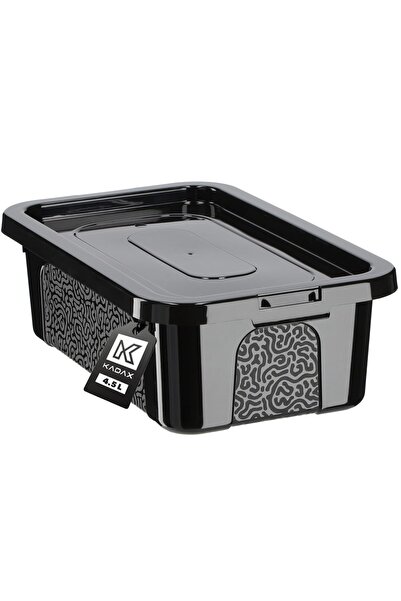 KADAX 4.5L Plastic Container with Lid Black Lockable Box Organizer