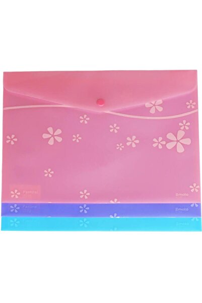 Smato Snap Fastener Document Envelope Matte Floral Print Pink W7542