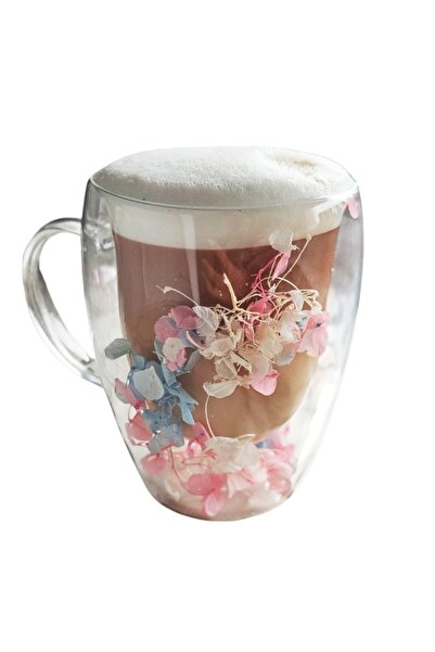 OEM Transparent mug with flowers inside - hydrangeas