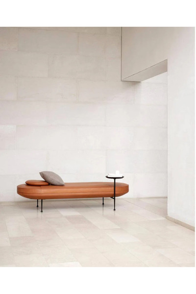 PUFCU Taba Rengi Suni Deri Yastık Detaylı Oval Bench Antre Koltuğu Yatak Ucu ...