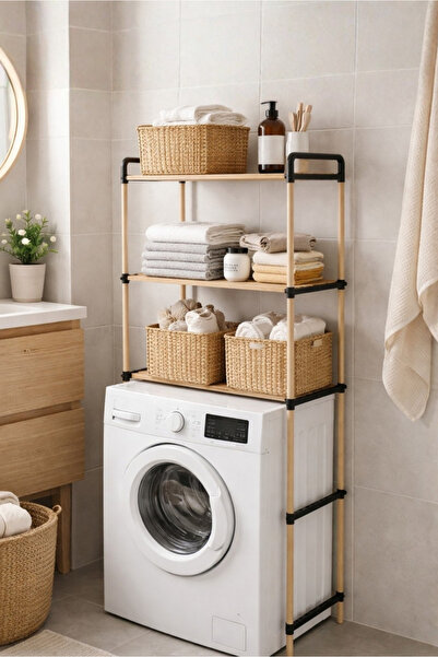 HOMİNG Ahşap Raflı Çamaşır Makinesi Organizeri 242505
