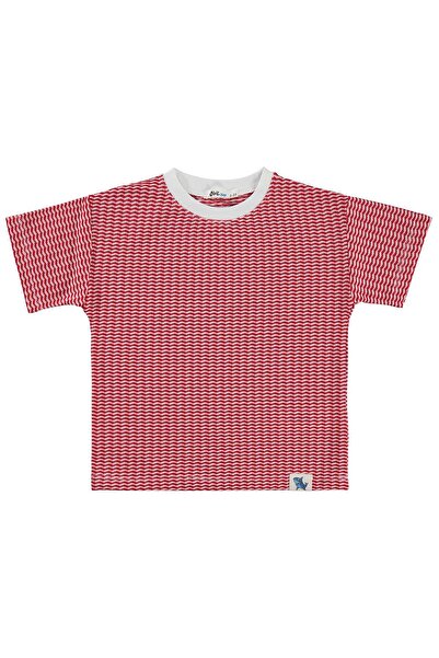 Civil Boys Μπλουζάκι Horizontal Waves Ριγέ για 2-5 ετών - Κόκκινο για 5-6 ετών