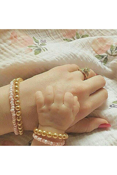 Shiklik Mother Baby Pearl and Bead Bracelet Set Combination 4-Piece