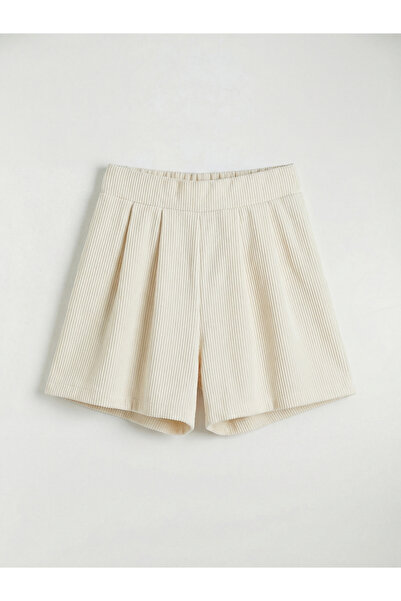 LC Waikiki Ecru Corded Fabric Girls' Velvet Shorts Skirt