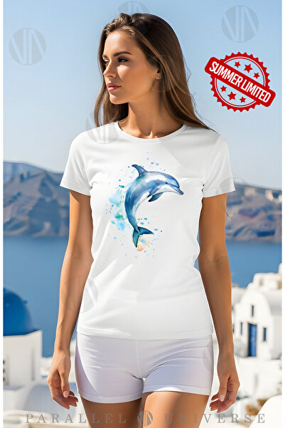 PARUNIV Tricou Dolphin Watercolor, Mediteranean, Vară Limited