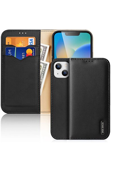 Dux Ducis Husă portofel din piele Hivo cu clapă RFID pentru iPhone 14 Plus - ...