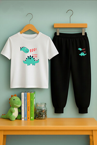 VODEXA Combinație trening și tricou pentru băieți |   Set imprimat Boo dino, ...
