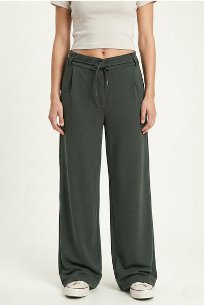 Ritnice Women's Henri Kordon Belt Pack Pleated Pocketed Khaki Pants