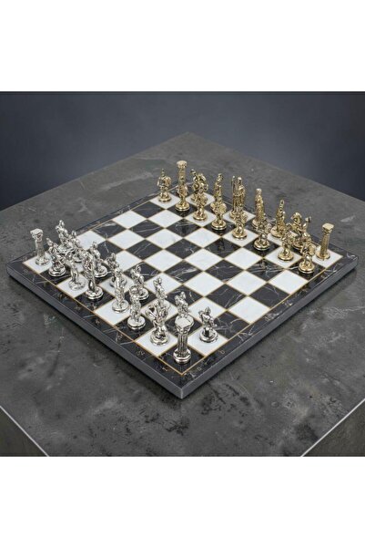 e-life shop Luxury Metal Chess Set Chrome Plated Roman Army Themed Figures – ...
