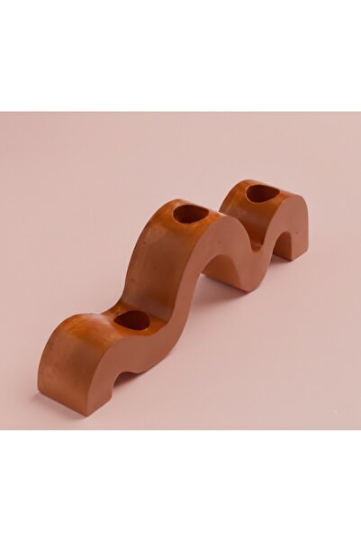 Homera Design Modern Kıvrımlı El Yapımı Beton Şamdan - 3’lü Mum Yeri