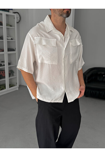 BYBASICMAN Ecru Dvostruka Sa džepovima Košulja kratkih rukava V-709