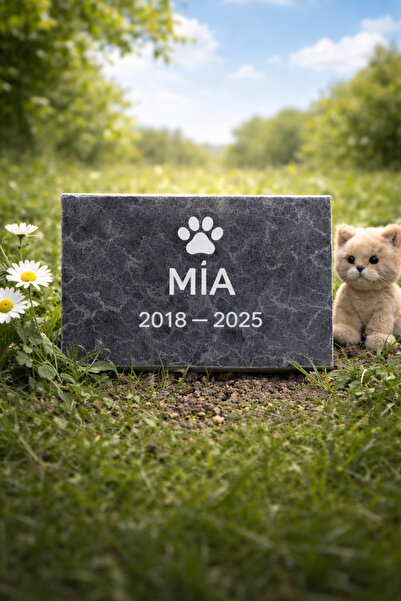 Digital Hayat Kişiye Özel Pet Mezar Taşı – Kedi Köpek Lazer Kazıma Granit Anı...
