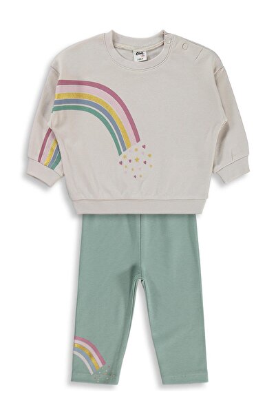 Civil Baby Gökkuşağı Baskılı 6-18 Ay Takım - Bej