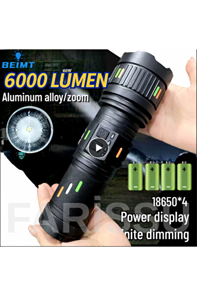 farissu Small Sun SM-T709 6000 Lümen Şarjlı Profesyonel Zoomlu El Feneri - Ty...