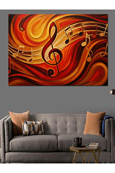 Artmeg Note muzicale abstracte în tonuri de foc Pânză decorativă - Tablou din...