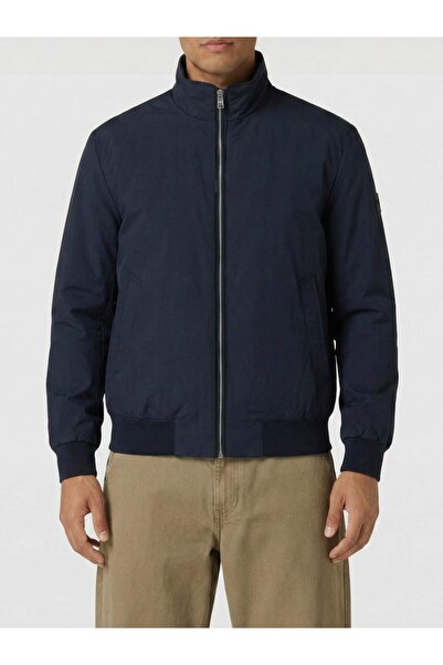 BOSS Men's High Collar Regular Fit Zippered Inner C Pocketed Long Sleeve Navy...