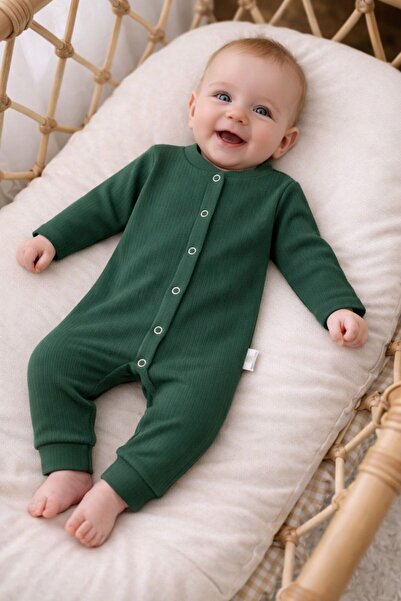 nevrankids Bebek Tulumu 0-9 Ay Fitilli Interlok Çıtçıtlı Yenidoğan Tulumu