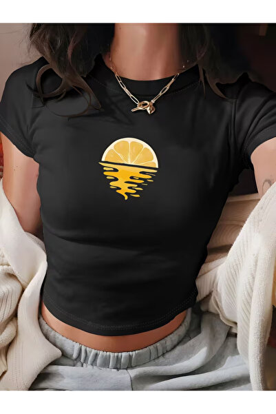 COMANCHERO Tricou crop cu imprimeu Lemon Sun pentru femei