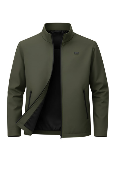 SİVAİST Green Men's Polyester Mixed Water and Windproof Transitional Summer J...