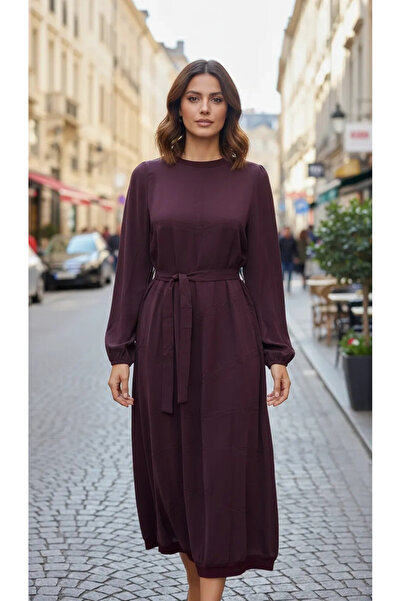 MissWhence Cupra Silk Dress 39800 Bordo