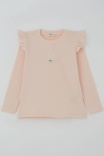 Breeze Devojčica majica dugih rukava sa aplikacijom zeca i izvezenim cvećem, ...