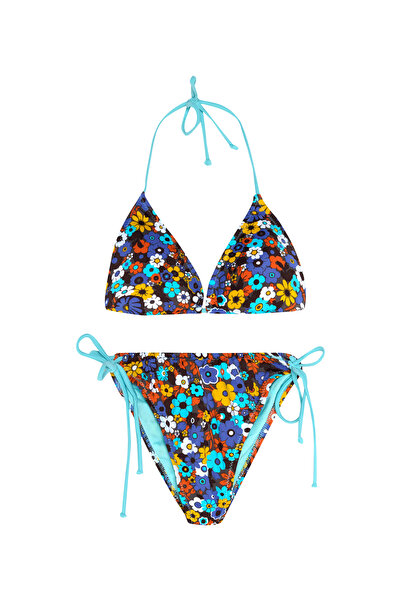 AQUELLA Channel Ruched Floral Print bikini set