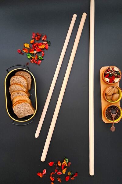 Saatistan Doğal Ahşap Oklava Seti 3'lü, Gözleme ve Baklava İçin Mükemmel Hamu...