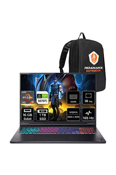 ACER Nitro 18 Ryzen AI 7 350 16GB 1TB SSD RTX5070Ti/12GB 115W 18" WQXGA 165Hz...