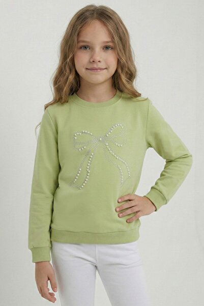 Breeze Devojčica, dukserica İnci T Sa kamenim vezom -12 godina, pistać zelena