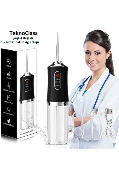 TeknoClass Şarj Edilebilir 4 Başlıklı Taşınabilir Diş Protez Bakım Ve Ağız Du...